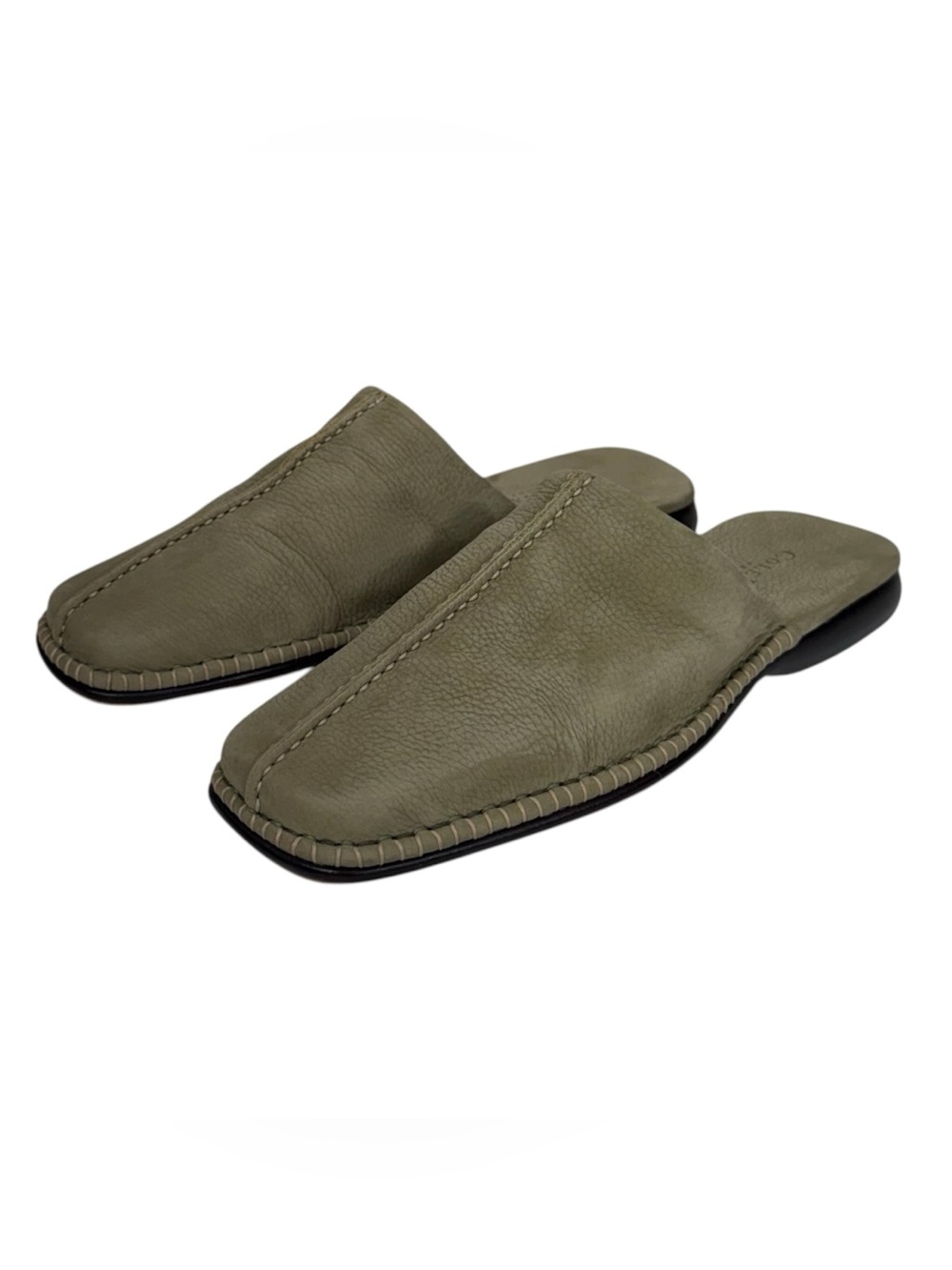 Cole Haan Olive Green Soft Suede Slip On Mules Size 8.5 B